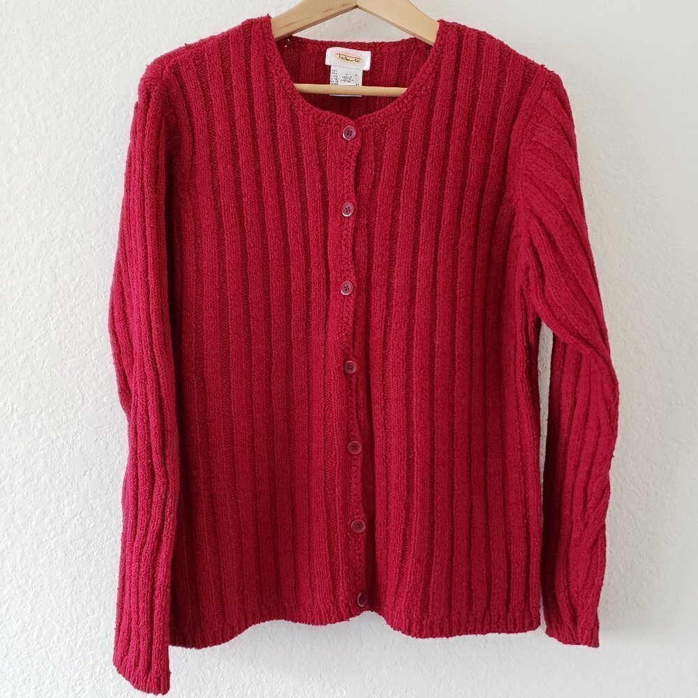 Talbots Wine Colored Button Down Sweater - Size L